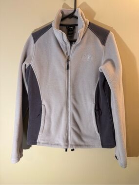 The North Face Women's Light Gray and Dark Gray Fleece Jacket Medium